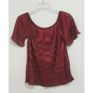 Tria Tria Shiny Red Party Club Short Sleeve Top